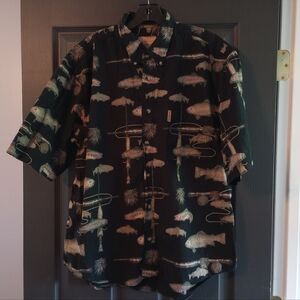 Outdoor Life Vintage Button Down Fishing Shirt 100% Cotton Nautical Beach Wear L